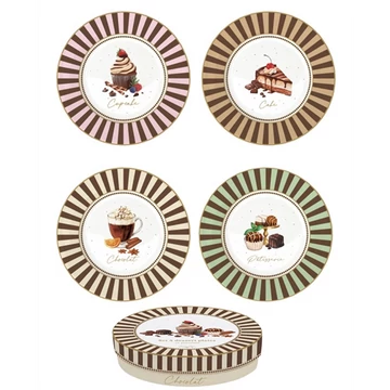 Porcelán desszerttányérszett 4db-os, 19cm, dobozban, Sweet Moments, R2S.924SWEM