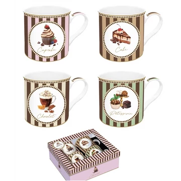 Porcelánbögre 4db-os 300ml, dobozban, Sweet Moments, R2S.179SWEM