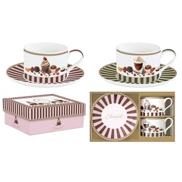 Porceláncsésze+alj 240ml, 2 személyes, dobozban, Sweet Moments, R2S.132SWEM