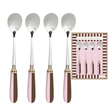 Rozsdamentes teáskanál szett 4 db-os, porcelánnyéllel, Sweet Moments, R2S.965SWEM