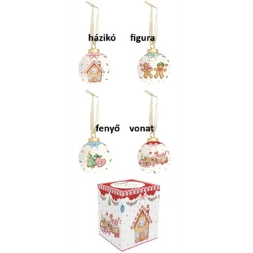 Kerámiagömb függődísz 7cm, dobozban, Sweet Christmas , R2S.2159SWEC Kerámiagömb függődísz 7cm, dobozban, Sweet Christmas , R2S.2159SWEC