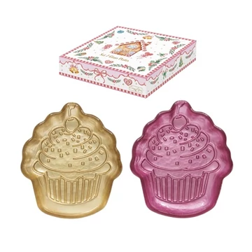 Üvegtálszett 2 db-os, 16,5x15cm, muffin forma, dobozban, Sweet Christmas, R2S.1447SWPK Üvegtálszett 2 db-os, 16,5x15cm, muffin forma, dobozban, Sweet Christmas, R2S.1447SWPK