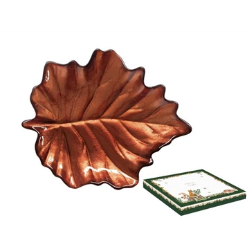 Juharfalevél üvegtányér 28x23cm, dobozban, Forest Dream, R2S.1532FODR