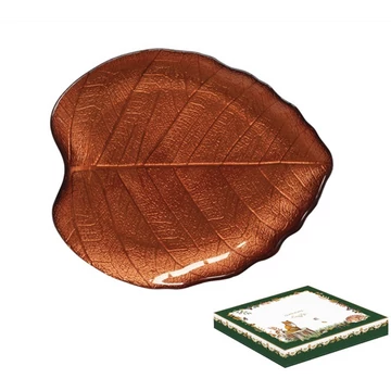 Hársfalevél üvegtányér 23x20cm, dobozban, Forest Dream, R2S.1537FODR Hársfalevél üvegtányér 23x20cm, dobozban, Forest Dream, R2S.1537FODR