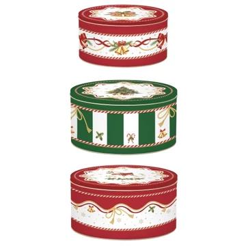 Fémdoboz 3 db-os szett kerek,19,5x8/16,5x7,5/13,5x6,5cm, Christmas Tale, R2S.099CTAL Fémdoboz 3 db-os szett kerek,19,5x8/16,5x7,5/13,5x6,5cm, Christmas Tale, R2S.099CTAL