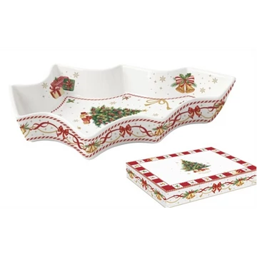 Porcelán fenyőtál, 28,5x21,5, cm, dobozban, Christmas Tale, R2S.1095CTAL