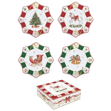 Porcelán desszerttányér 4 db-os szett, 16cm, dobozban, Christmas Tale, R2S.1002CTAL