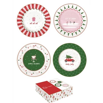 Porcelán desszerttányérszett 4db-os, 19,5cm, dobozban, Christmas Twist, R2S.3116CTWI Porcelán desszerttányérszett 4db-os, 19,5cm, dobozban, Christmas Twist, R2S.3116CTWI