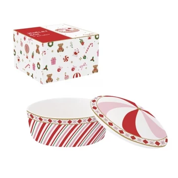 Porcelán ékszertartó tálka 10cm, dobozban, Christmas Twist, R2S.3223CTWI