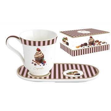 Porceláncsésze+keksztartós alj, 350ml, dobozban, Sweet Moments, R2S.1449SWEM