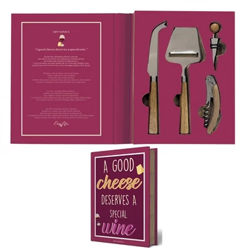 Bor-sajt készlet 4 db-os, bornyitóval,üvegzáróval, sajtkéssel és szeletelővel, Gift Novels, R2S.3262GIFN Bor-sajt készlet 4 db-os, bornyitóval,üvegzáróval, sajtkéssel és szeletelővel, Gift Novels, R2S.3262GIFN