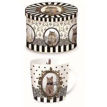 Porcelánbögre fémdobozban 250ml, Barocco Cats B, R2S.217CATB