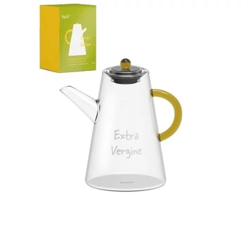 Borosilicate hőálló üveg olajkiöntő kancsó sárga fogóval, 500ml					, WD.603