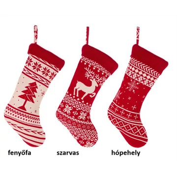 Textil kandallócsizma norvég mintás, 25x48cm, pamut, hópehely, N.S.VTX231211C Textil kandallócsizma norvég mintás, 25x48cm, pamut, hópehely, N.S.VTX231211C