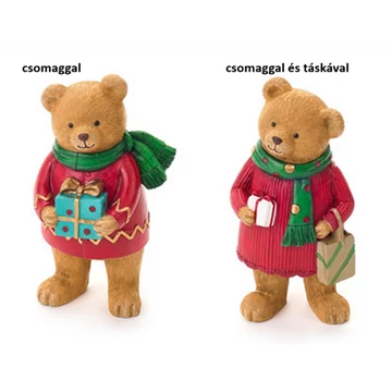 Zöld sálas maci 8,5x7,5x15,5cm, műanyag dekorfigura, csomaggal, N.S.CY251803A Zöld sálas maci 8,5x7,5x15,5cm, műanyag dekorfigura, csomaggal, N.S.CY251803A