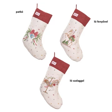 Textil kandallócsizma 40x20cm, pamut, Giostra, ló fenyővel, N.S.HTH251616A