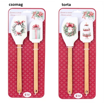 Ajándékszett:2 szilikonspatula fanyéllel 26/29cm, Storia di Natale torta, N.S.JHI251801A