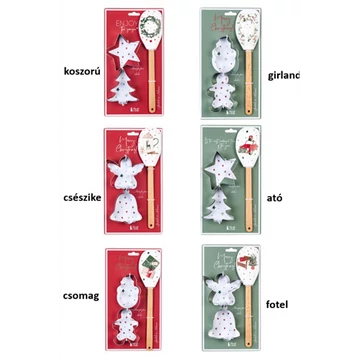 Ajándékszett:szilikonspatula fanyéllel 32cm és 2db fém sütiformázó 9cm, Christmas is coming II., autó, N.S.JHI251902D Ajándékszett:szilikonspatula fanyéllel 32cm és 2db fém sütiformázó 9cm, Christmas is coming II., autó, N.S.JHI251902D