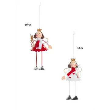 Királylány 5,5x5,5x12cm, fém-műanyag függődísz dekorfigura, fehér, N.S.LWG251613B
