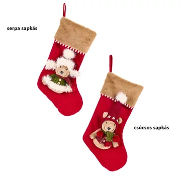 Textil kandallócsizma 26x8x47cm, csúcsos sapkás macival, N.S.XAD251606B