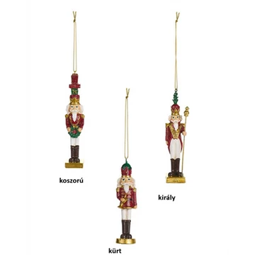 Diótörő függődísz 2,5x2,5x12cm, műanyag dekorfigura, koszorú, N.S.QHK251801A