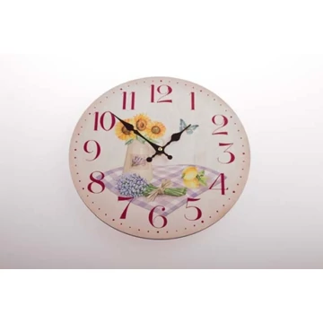 Óra napraforgó kockás terítőn,34cm,fa, DAK.HLCK5012 Óra napraforgó kockás terítőn,34cm,fa, DAK.HLCK5012