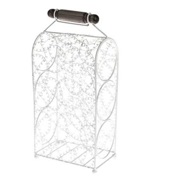 Fehér fém 3-as bortartó fafüllel, 18x38,5x10,5cm, DAK.TA1418 Fehér fém 3-as bortartó fafüllel, 18x38,5x10,5cm, DAK.TA1418