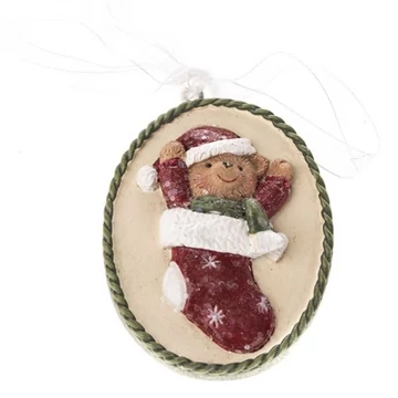 Műanyag medál függődísz zoknis macival, 5,5x5,5cm, DAK.BES417