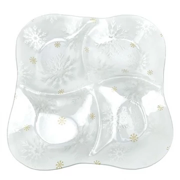 Üvegtányér 4 részes, 28,5x28,5x3,4cm, hókristályos, DAK.DOR21016 Üvegtányér 4 részes, 28,5x28,5x3,4cm, hókristályos, DAK.DOR21016