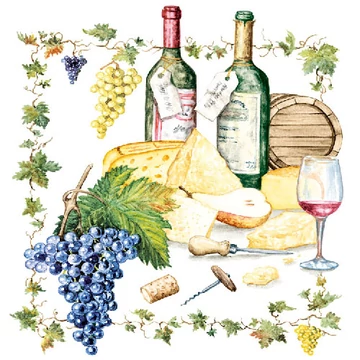 Wine and Cheese papírszalvéta 33x33cm,20db-os, AMB.13306815