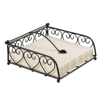 Fém szalvétatartó  fekvő lunch fekete,szives , AMB.19402150