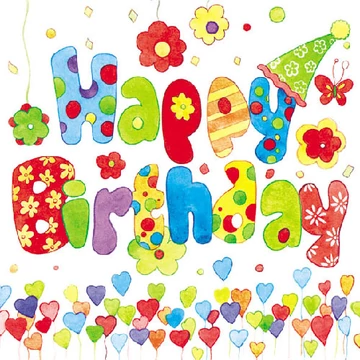 Happy Birthday papírszalvéta 33x33cm,20db-os, AMB.13307645
