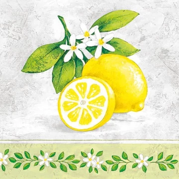 Citrom mintás papírszalvéta 33x33cm,20db-os, Lemon Branch AMB.13309695