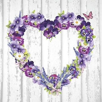 Purple Hearts papírszalvéta 33x33cm, 20db-os, AMB.13309915