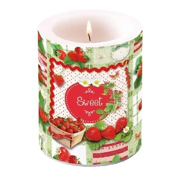 Sweet Strawberries átvilágítós gyertya 12x10cm, AMB.19109835