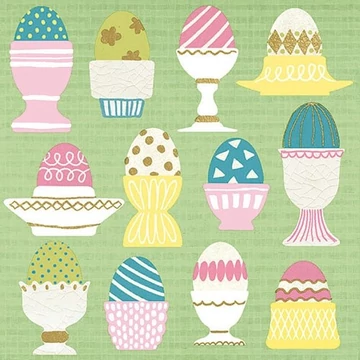 Eggs in Cups green papírszalvéta 33x33cm,20db-os, AMB.13311796