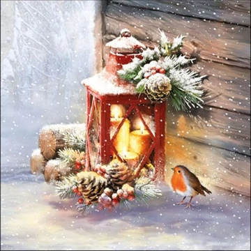 Robin By Lantern papírszalvéta 33x33cm, 20db-os, AMB.33315340