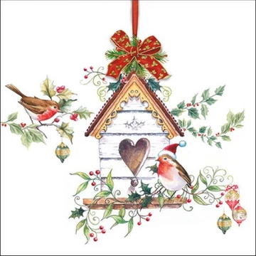 X-mas Birdhouse papírszalvéta 33x33cm, 20db-os, AMB.33315320