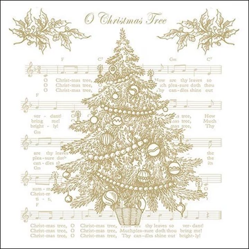 O Christmas Tree Gold papírszalvéta 33x33cm,20db-os, AMB.33312269