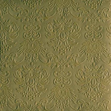 Elegance Olive Green dombornyomott papírszalvéta 40x40cm,15db-os, AMB.14011114