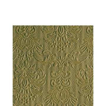 Elegance Olive Green dombornyomott papírszalvéta 25x25cm,15db-os, AMB.12511114