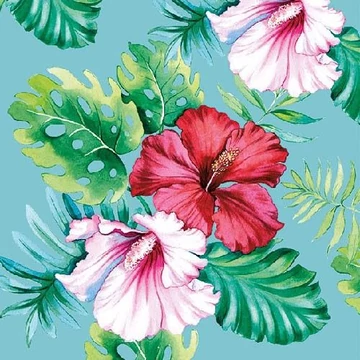 Hibiscus Floral Petrol papírszalvéta 33x33cm,20db-os, AMB.13313146
