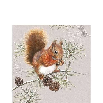 Squirrel In Winter papírszalvéta 25x25cm,20db-os, AMB.32513445