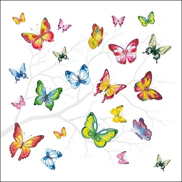 Colorful Butterflies papírszalvéta 33x33cm,20db-os, AMB.13314230