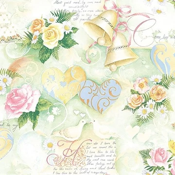 Wedding Bells Green papírszalvéta 33x33cm,20db-os, AMB.13314111