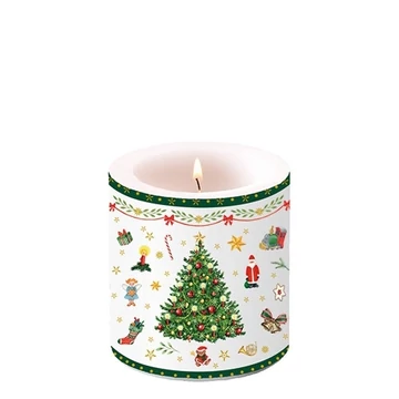 Christmas Evergreen white átvilágítós gyertya 8x7,5cm, AMB.39214515