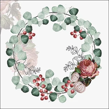 Wreath of Eucalyptus grey papírszalvéta 33x33cm,20db-os, AMB.33314525