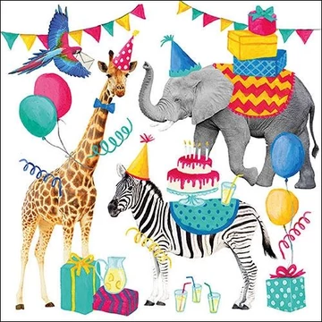 Animal Birthday White papírszalvéta 33x33cm,20db-os, AMB.13314311