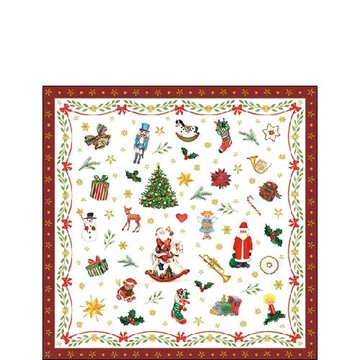 Ornaments All Over red papírszalvéta 25x25cm, 20db-os, AMB.32514765