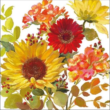 Sunny Flowers Cream papírszalvéta 33x33cm, 20db-os, AMB.13315020